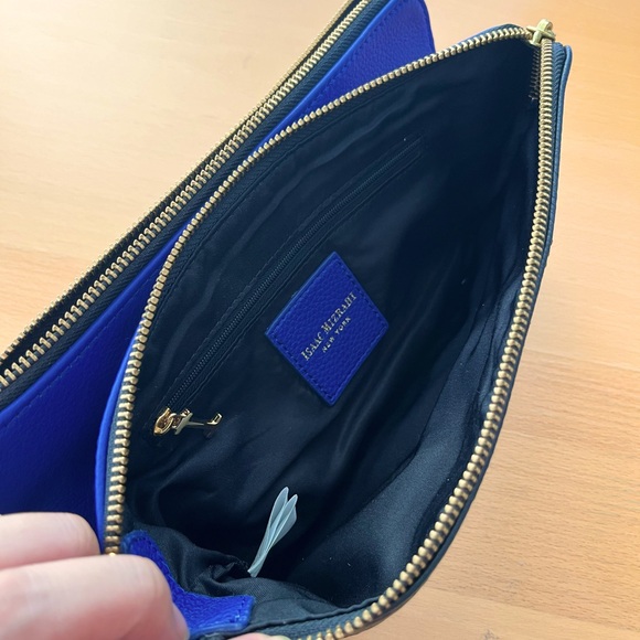 Isaac Mizrahi Reversible Leather Clutch Bag - Black / Blue - Picture 4 of 6
